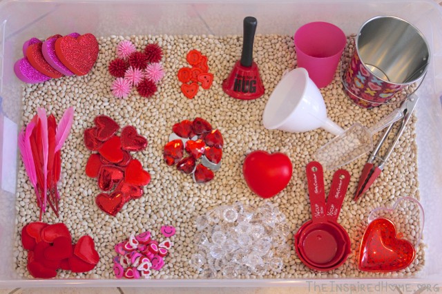 Valentine's Day Sensory Bin by TheInspiredHome.org