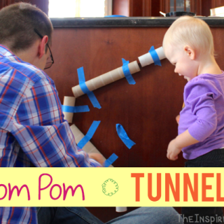 Pom Pom Tunnels are a simple way to occupy your toddler using only 3 items from around the house. From TheInspiredHome.org