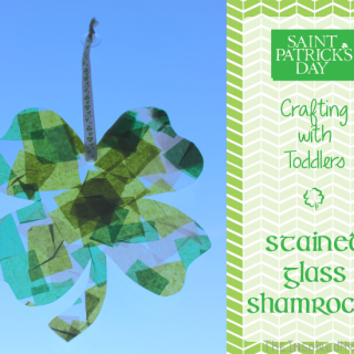 TheInspiredHome.org // St. Patrick's Day Crafts for Kids: Stained Glass Shamrocks using contact paper & tissue paper.
