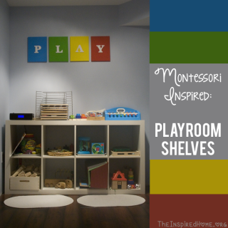 TheInspiredHome.org // Montessori at Home Playroom Shelves
