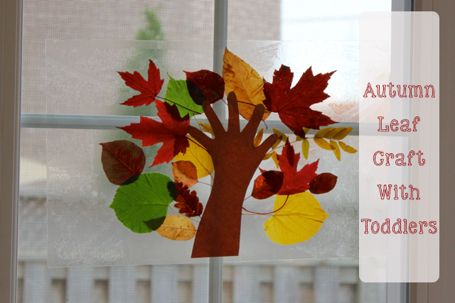 TheInspiredHome.org // Autumn Leaf Craft with Toddlers. Make a stained glass tree using contact paper and a variety of autumn leaves.