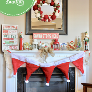 TheInspiredHome.org // DIY Santa Hat Bunting - a simple sewing project perfect for a beginner. Using dollar store santa hats, you can whip up this beautiful bunting in no time!